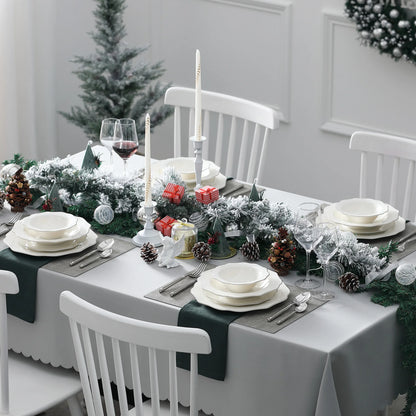 MALACASA 16/32-PIECE Nordic European Golden Rim White Porcelain Tableware Set with Bowl,Dinner&Dessert&Soup Plate Set for 4/8