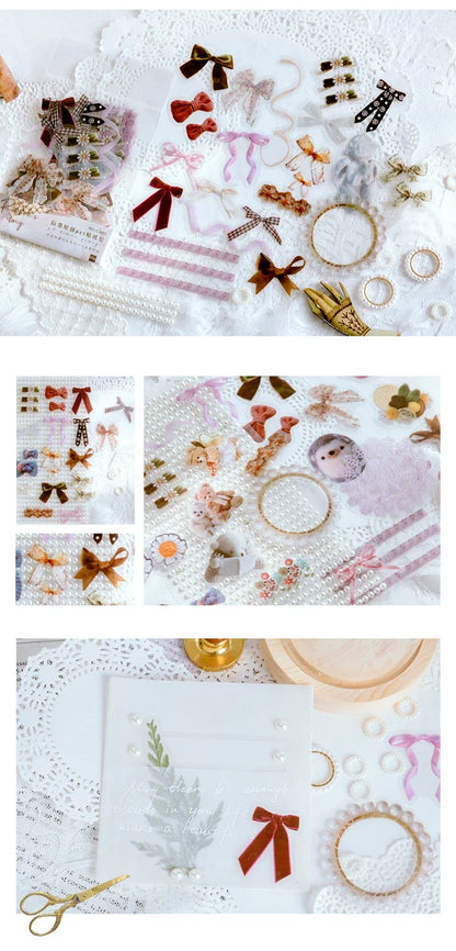 40pcs/pack PET Transparent Flowers Stickers DIY Deco Scrapbooking Junk Journal Plants Flowers Sticker Stationery Supplies