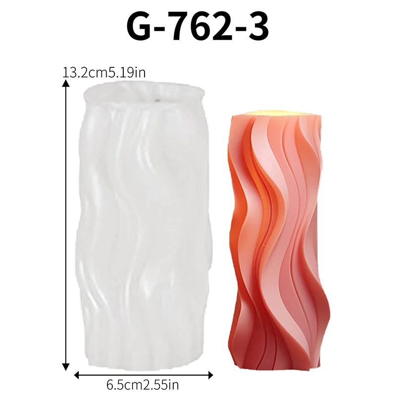 A wave-shaped cylindrical fragrance candle silicone mold DIY hand-made diffuser stone ornament mold