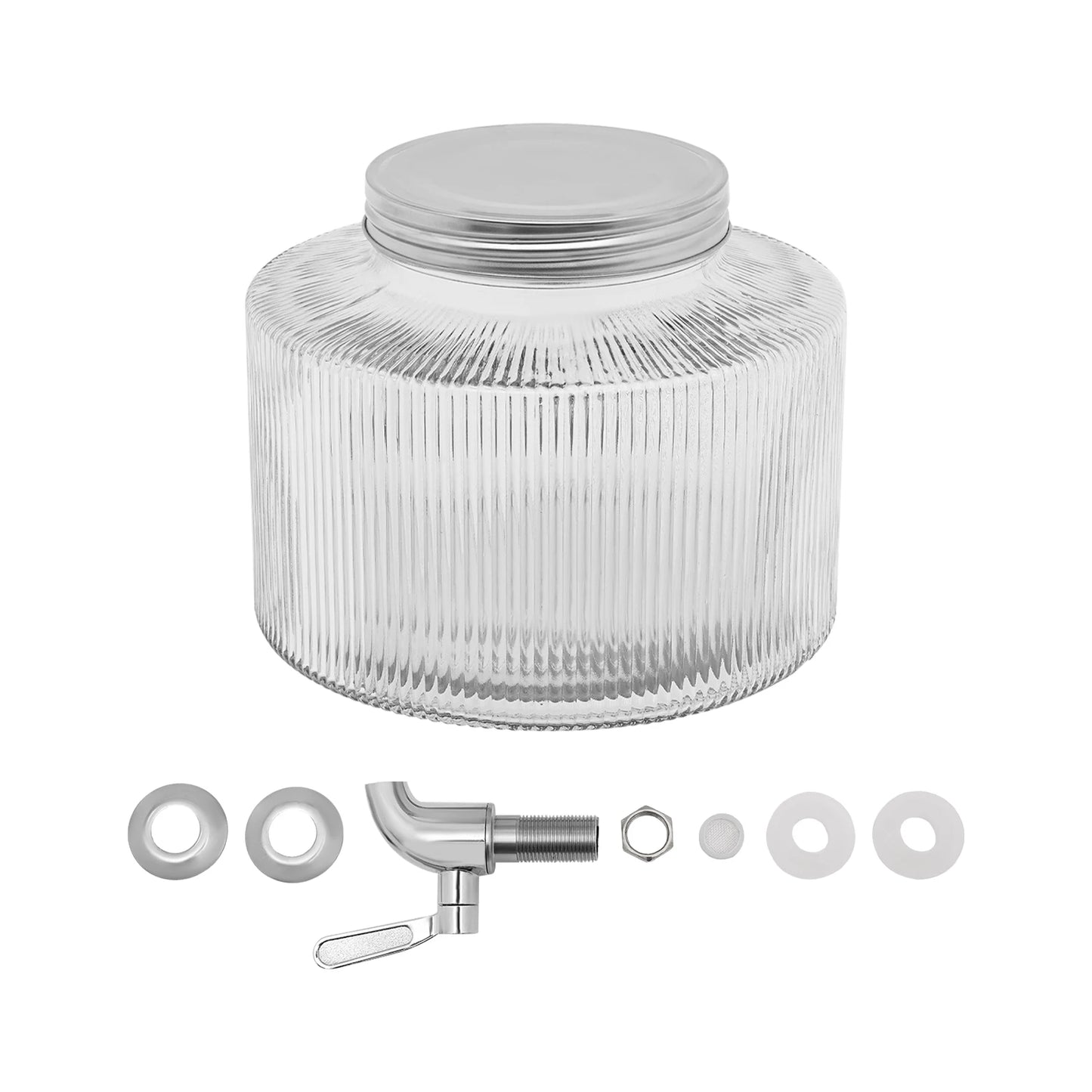 iced Beverage Dispenser 2.8L DIY Beverage Clear Glass Combined with Tap, Suitable for Refrigerators