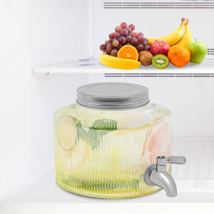 iced Beverage Dispenser 2.8L DIY Beverage Clear Glass Combined with Tap, Suitable for Refrigerators