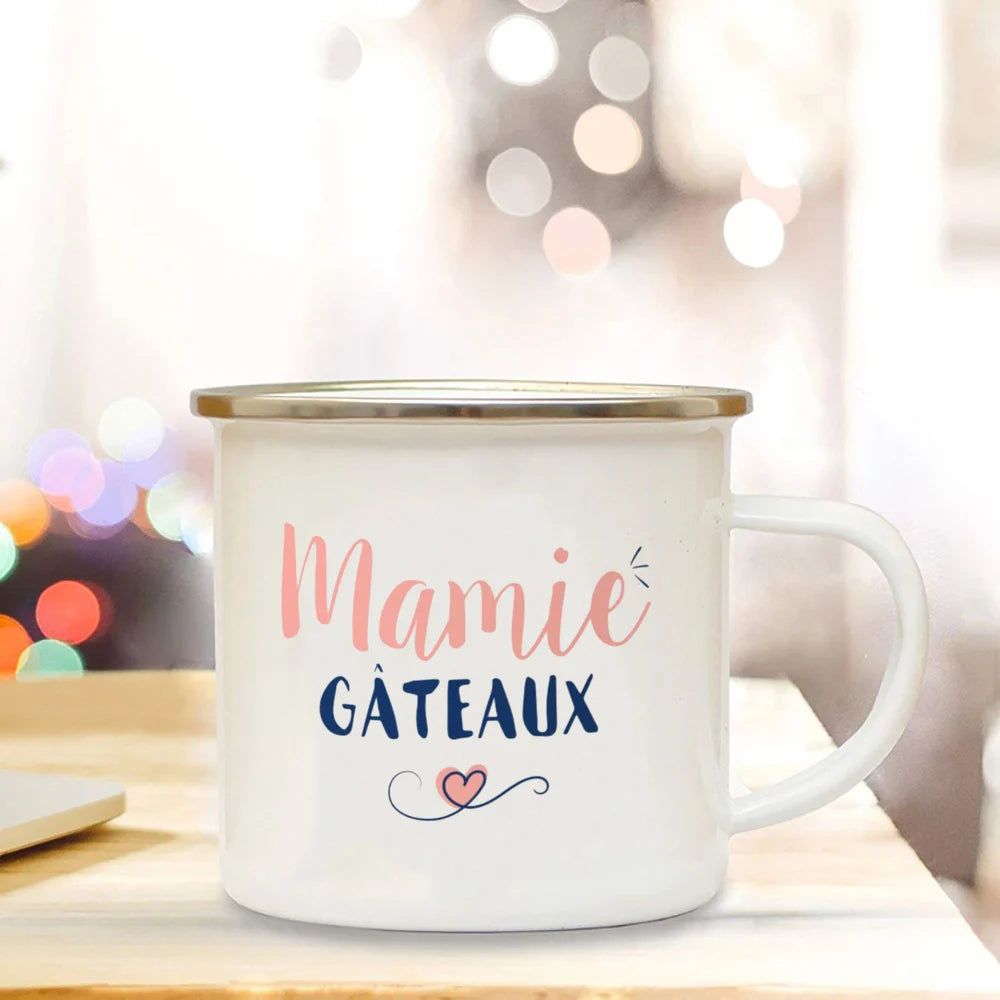 Thank You Grandma for All These Magical Moments Print Enamel Mug Outdoor Cup Drink Coffee Cups Holiday Birthday Gift for Grandma