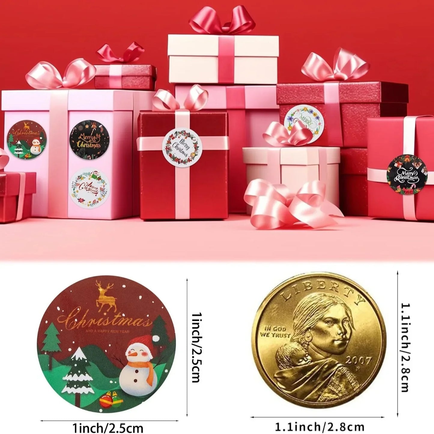 Christmas Stickers for Envelope 500pcs 1inch