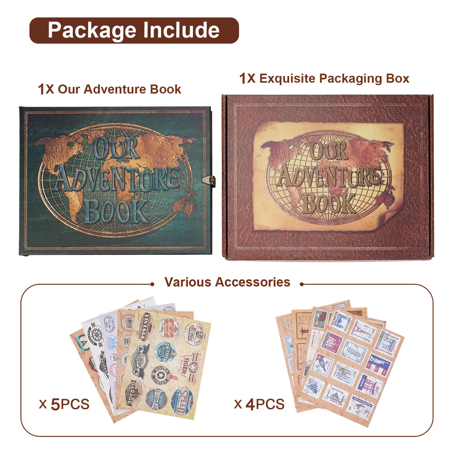 180-page DIY personalized handmade photo album retro kraft paper travel diary anniversary album wedding Valentine's Day gift