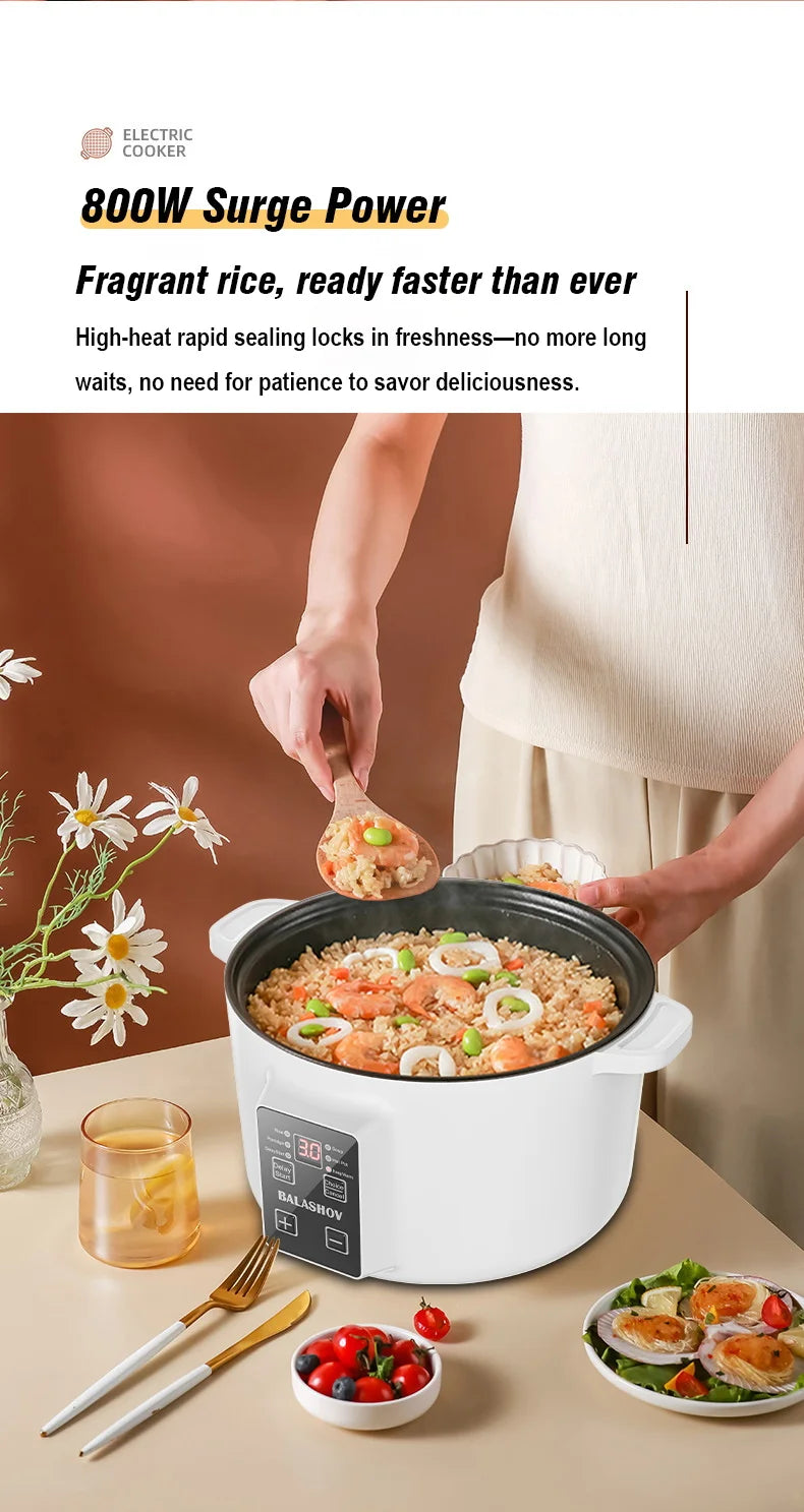 800W Electric Multifunctional Cooker Household Hot Pot Intelligent Non-stick Cookware for Kitchen Home Appliance Rice Pot 3.5L