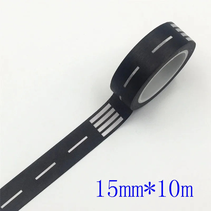 15mm*10M Black And White Highway shape Stripe Washi Tape Adhesive Tape DIY Scrapbooking Sticker Label Masking Tape