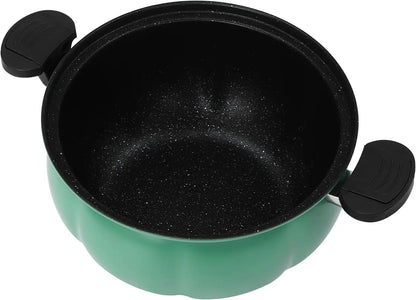 Mini Pressure Cooker,8L Multi-Function Pressure Cooking Pot,Pumpkin-Shaped Double-Handle Pressure Cooker,Dishwasher Safe (Green)