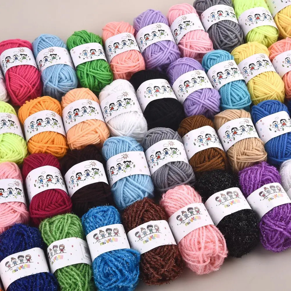 12Color Set Kids DIY Knitting Crochet Yarns Colorful Material For Needlework Sewing Hand Crafting Wool Ball Hat Dolls Soft Sewin