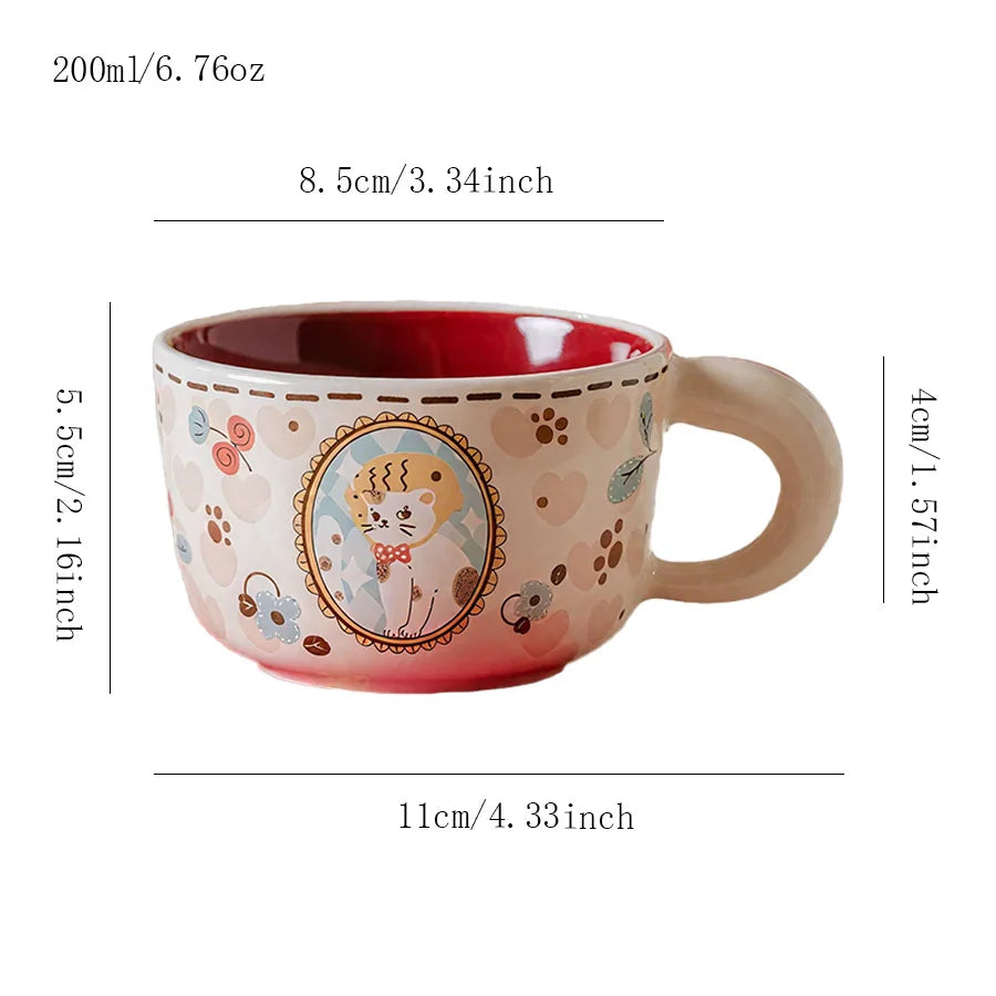 Vintage Cute Wealth Attraction Meow Cup Ceramic Cat Coffee Cup