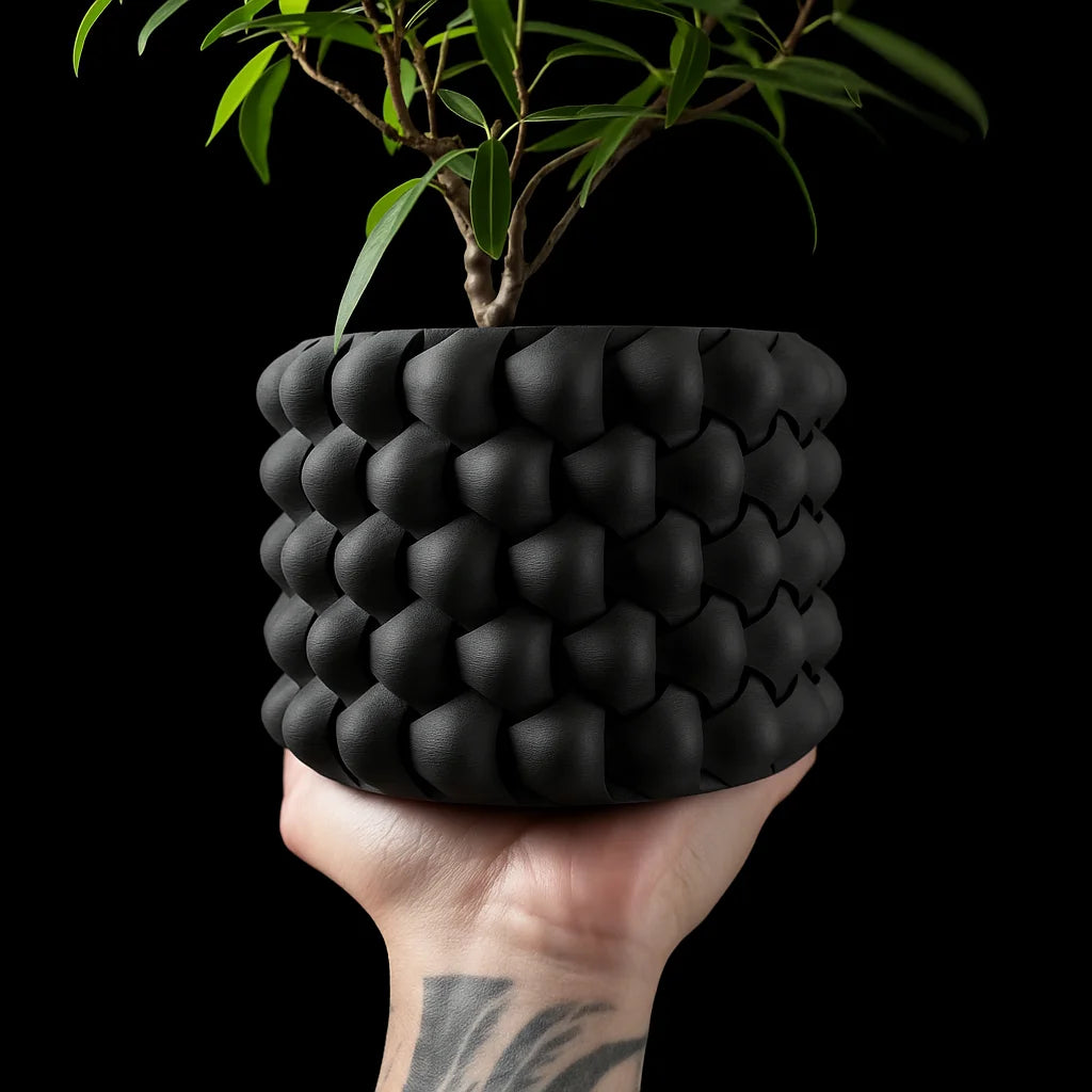 Modern Minimalist 3D Printed Plant Pot – Biodegradable Flower Planter for Home Decor, Eco-Friendly Sustainable Gift (Tri-Weave)
