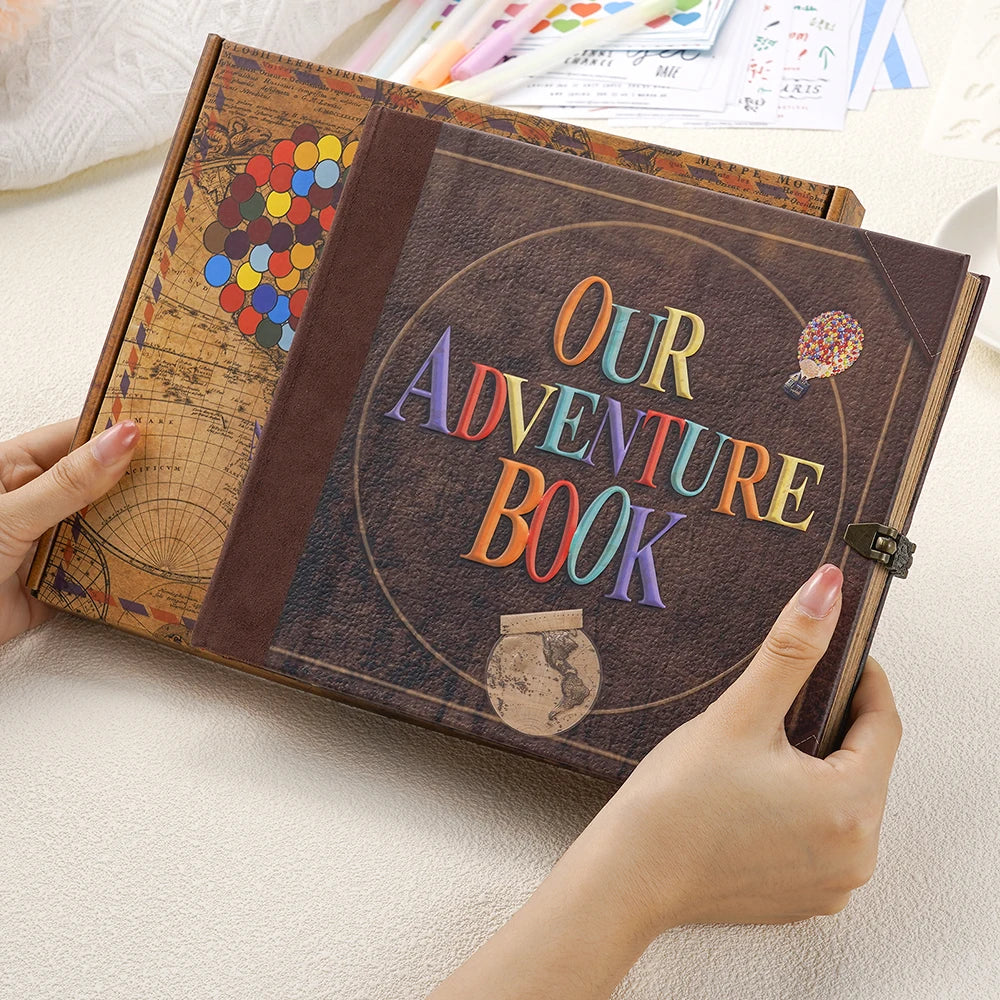 Our Adventure Book 146 Page DIY Scrapbook for Travel Memories Unique Wedding & Anniversary Gift Retro Kraft Photo Album