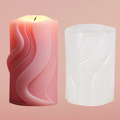 A wave-shaped cylindrical fragrance candle silicone mold DIY hand-made diffuser stone ornament mold
