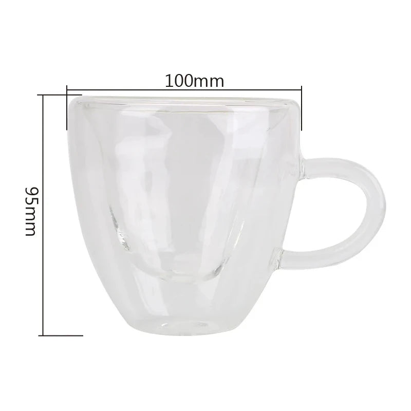 Heart Love Shaped Glass Mug Couple Cups Double Glass Cup Heat-Resisting Wine Glasses Tea Mugs Milk Espresso Coffee Cup Drinkware