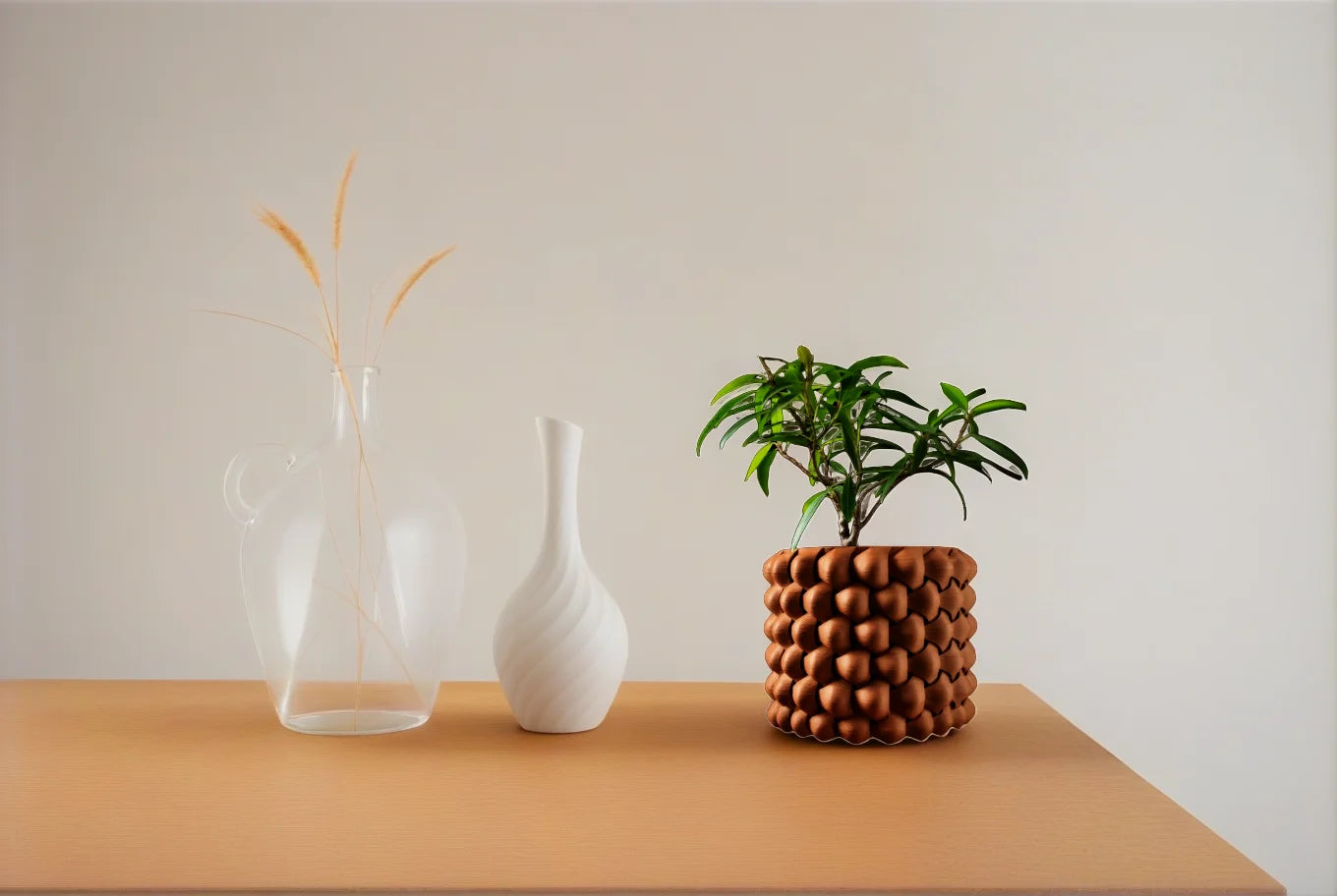 Modern Minimalist 3D Printed Plant Pot – Biodegradable Flower Planter for Home Decor, Eco-Friendly Sustainable Gift (Tri-Weave)
