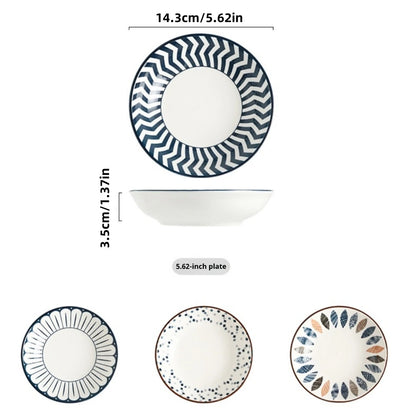 4-Piece 5.6-Inch Minimalist Ceramic Small Plates Set, Multi-functional plates，Oven/Microwave/Dishwasher Safe