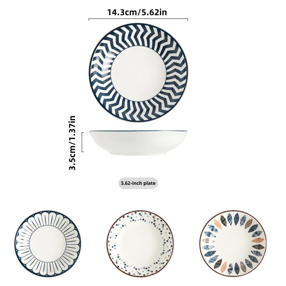 4-Piece 5.6-Inch Minimalist Ceramic Small Plates Set, Multi-functional plates，Oven/Microwave/Dishwasher Safe