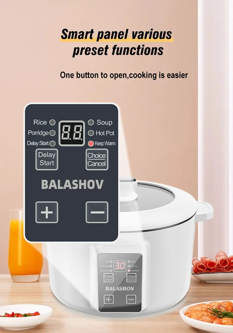 800W Electric Multifunctional Cooker Household Hot Pot Intelligent Non-stick Cookware for Kitchen Home Appliance Rice Pot 3.5L