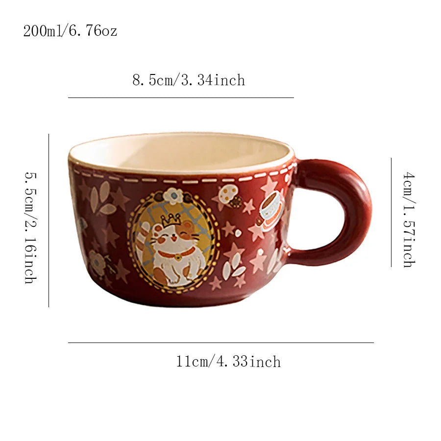 Vintage Cute Wealth Attraction Meow Cup Ceramic Cat Coffee Cup
