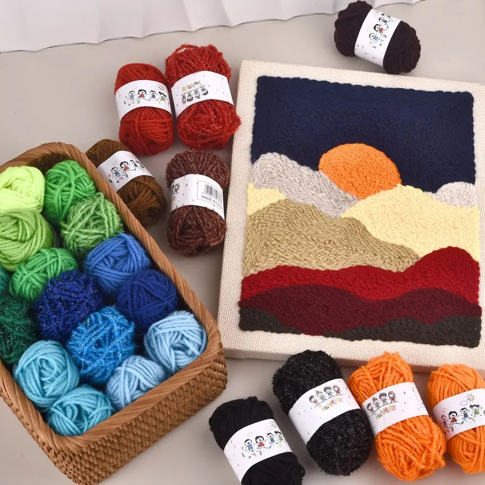 12Color Set Kids DIY Knitting Crochet Yarns Colorful Material For Needlework Sewing Hand Crafting Wool Ball Hat Dolls Soft Sewin