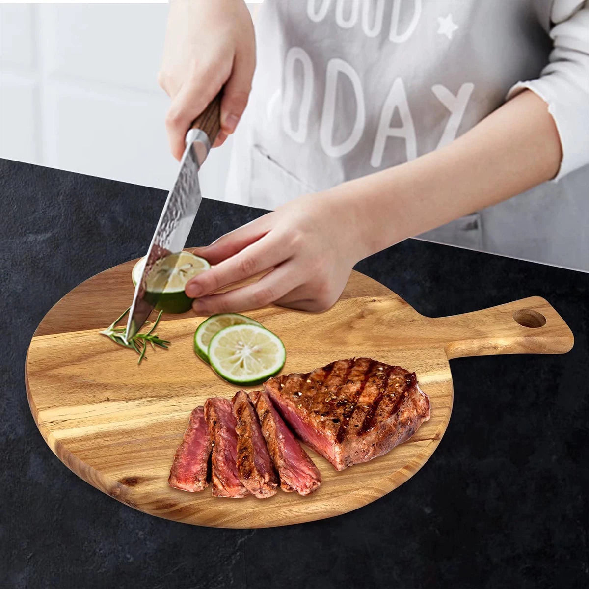 Round Wooden Chopping Board Cutting Kitchen Supplies Boards Accessories Large Kitchens Wood Accessory Items Cutting Board Large