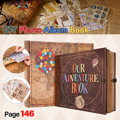 Our Adventure Book 146 Page DIY Scrapbook for Travel Memories Unique Wedding & Anniversary Gift Retro Kraft Photo Album