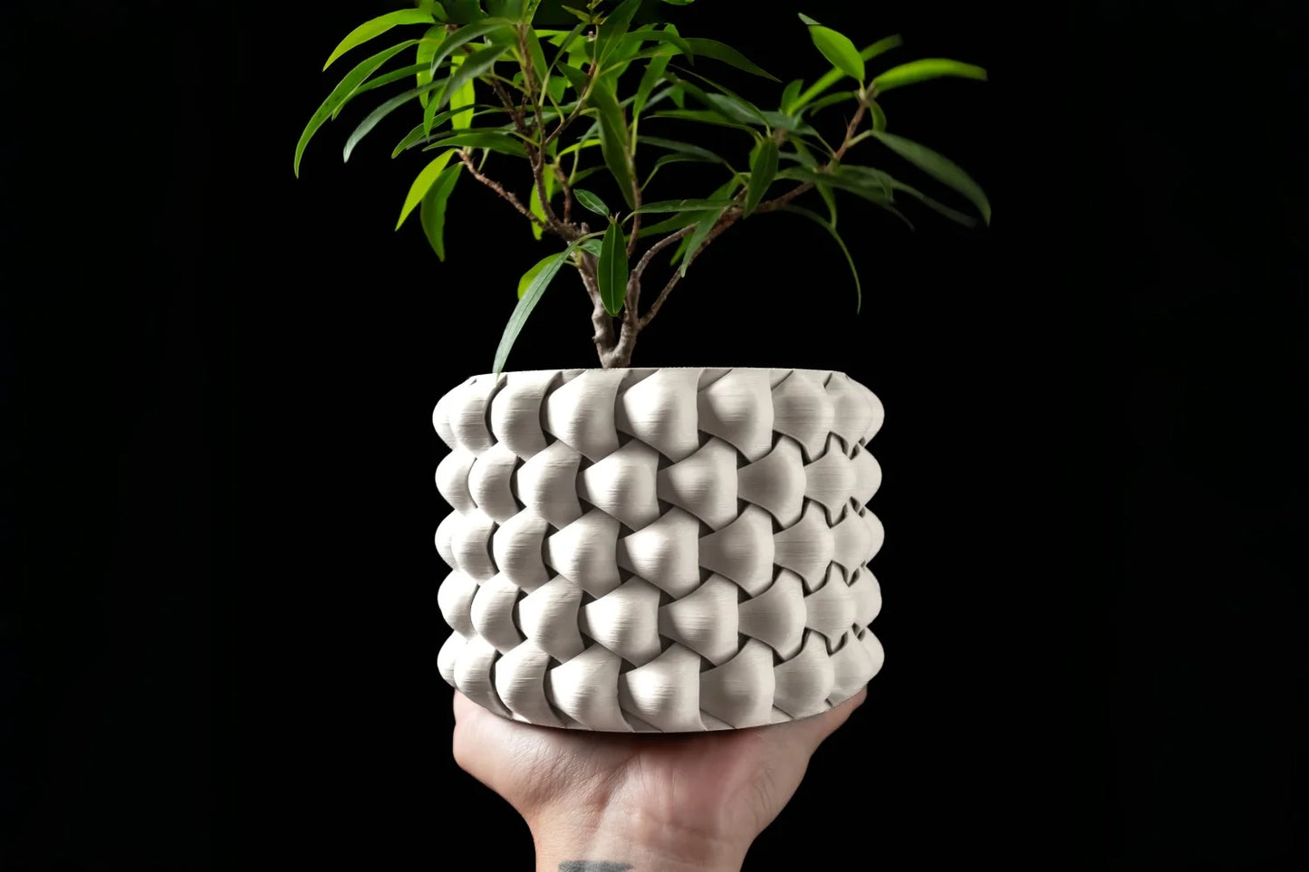 Modern Minimalist 3D Printed Plant Pot – Biodegradable Flower Planter for Home Decor, Eco-Friendly Sustainable Gift (Tri-Weave)