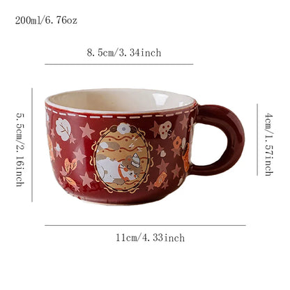 Vintage Cute Wealth Attraction Meow Cup Ceramic Cat Coffee Cup
