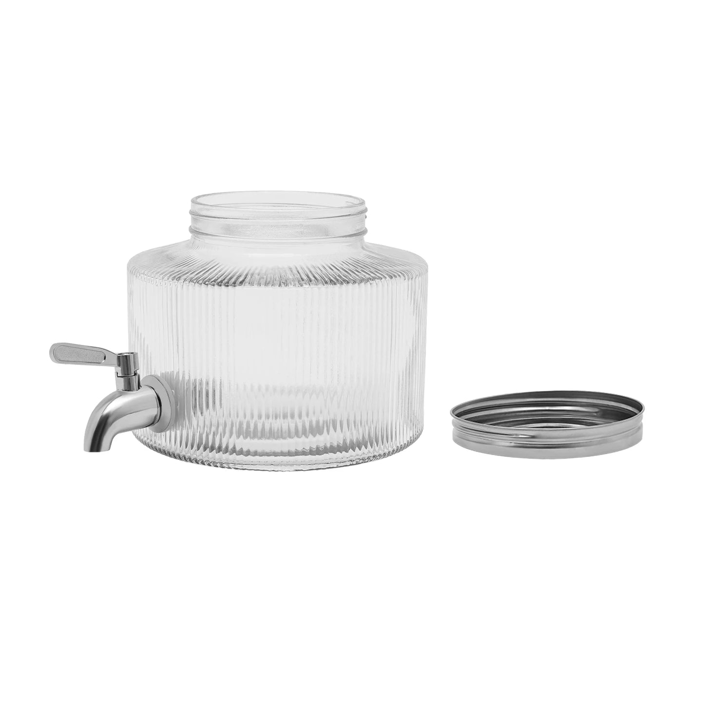 iced Beverage Dispenser 2.8L DIY Beverage Clear Glass Combined with Tap, Suitable for Refrigerators