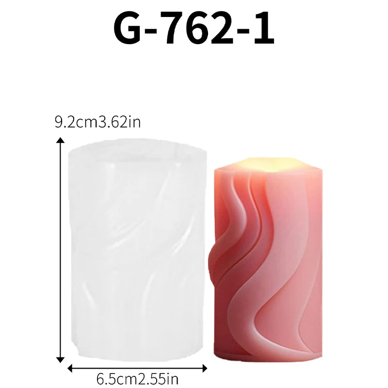 A wave-shaped cylindrical fragrance candle silicone mold DIY hand-made diffuser stone ornament mold