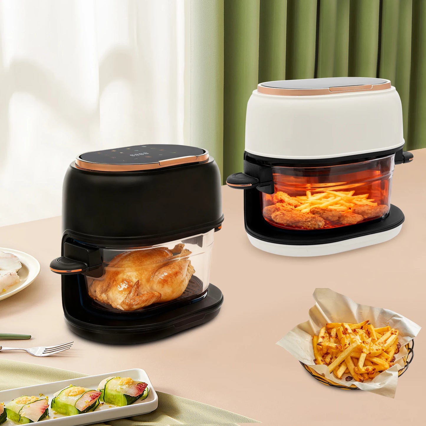 4L 1350W Multifunctional Touchscreen Air Fryer With Timer Function Adjustable Temperature for Frying and Baking Various Foods