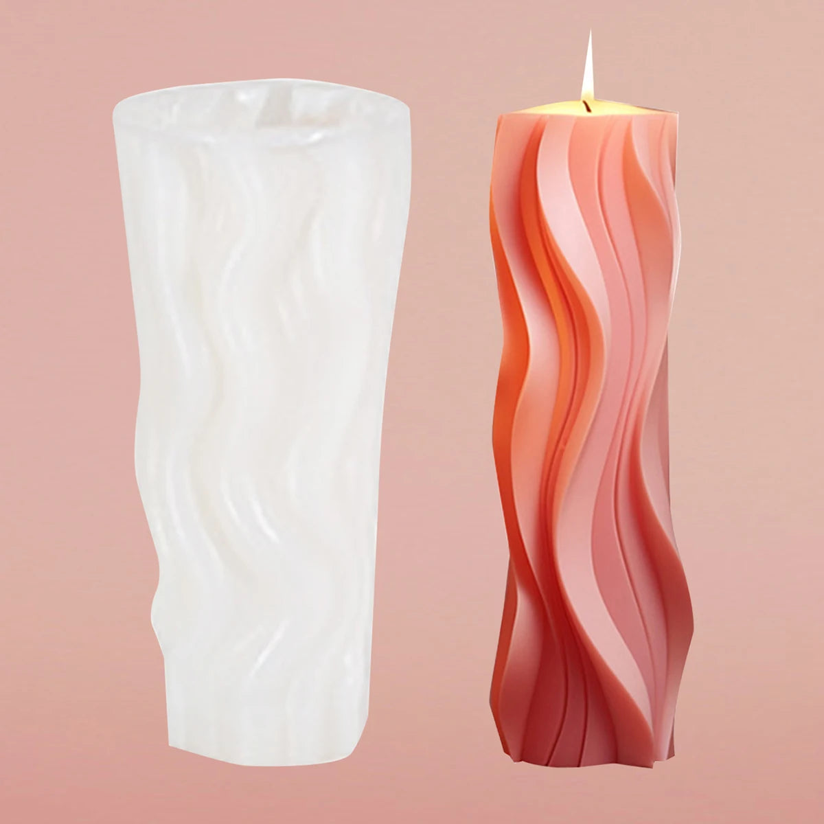 A wave-shaped cylindrical fragrance candle silicone mold DIY hand-made diffuser stone ornament mold