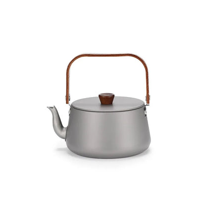 ISE MOUNT Outdoor Aluminum Alloy Kettle Teapot Camping Cookware Portable 1.1L Wooden Handle Coffee Pot