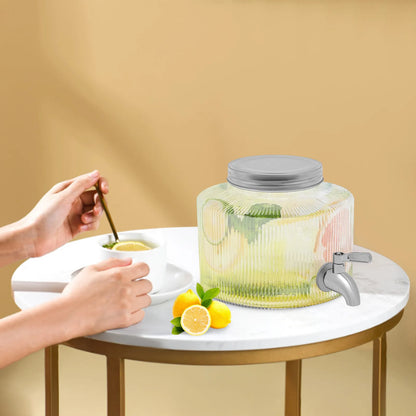 iced Beverage Dispenser 2.8L DIY Beverage Clear Glass Combined with Tap, Suitable for Refrigerators