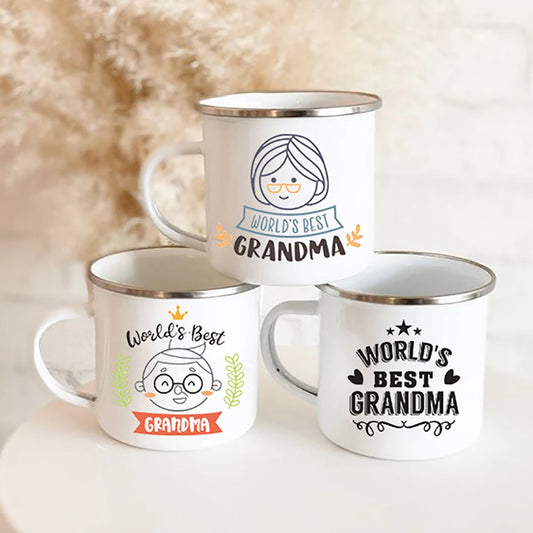 Mothers Day Gift For Grandmother  Worlds Best Grandma coffee mug Grandma drink enamel mugs Granny Grandmother Birthday Gifts