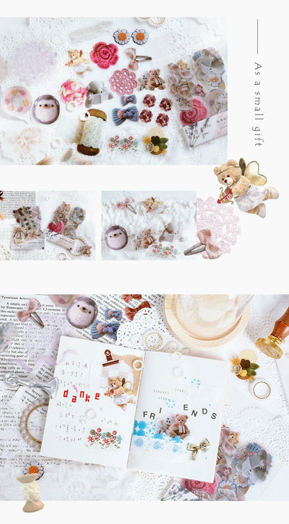 40pcs/pack PET Transparent Flowers Stickers DIY Deco Scrapbooking Junk Journal Plants Flowers Sticker Stationery Supplies
