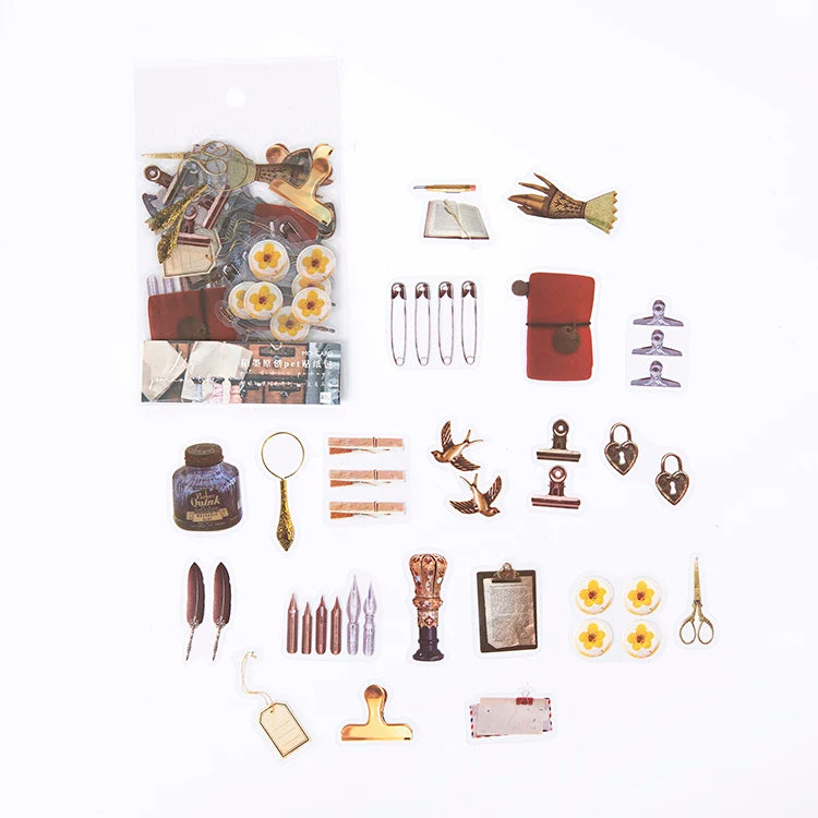 40pcs/pack PET Transparent Flowers Stickers DIY Deco Scrapbooking Junk Journal Plants Flowers Sticker Stationery Supplies