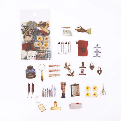 40pcs/pack PET Transparent Flowers Stickers DIY Deco Scrapbooking Junk Journal Plants Flowers Sticker Stationery Supplies