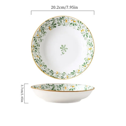 Floral Ceramic Plates -4pcs 8in/20.2cm