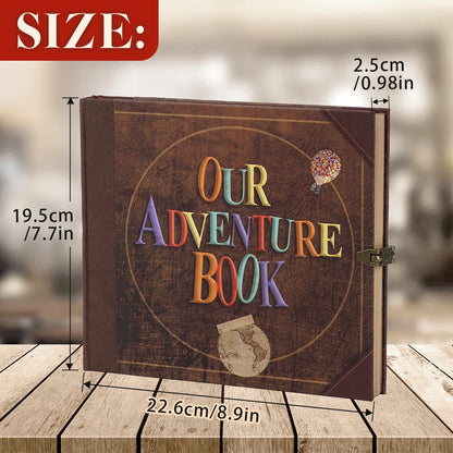 Our Adventure Book 146 Page DIY Scrapbook for Travel Memories Unique Wedding & Anniversary Gift Retro Kraft Photo Album