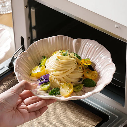 Relief Purple Floral Ceramic Plate Dessert Plate Pasta Dish Soup Bowl Salad Bowl Snack Bowl Molecular Cuisine Creative Tableware
