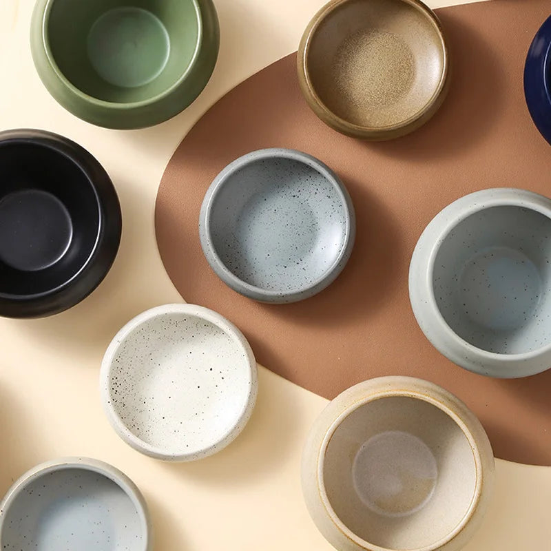 Solid Color Ceramic Sauce Salad Dessert Bowl Retro Fashion Luxury Gift Appetizer Dip Bowl Condiment Kitchen Bar Utensils