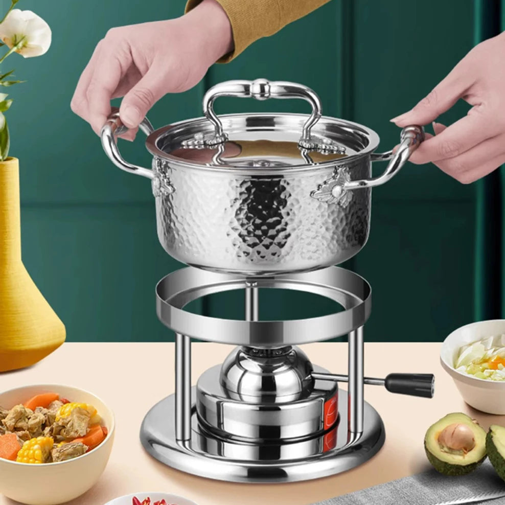 304 stainless steel double ear pot thickened hammer pattern single pot With lid Home self-service hot pot Stewed pot cookware
