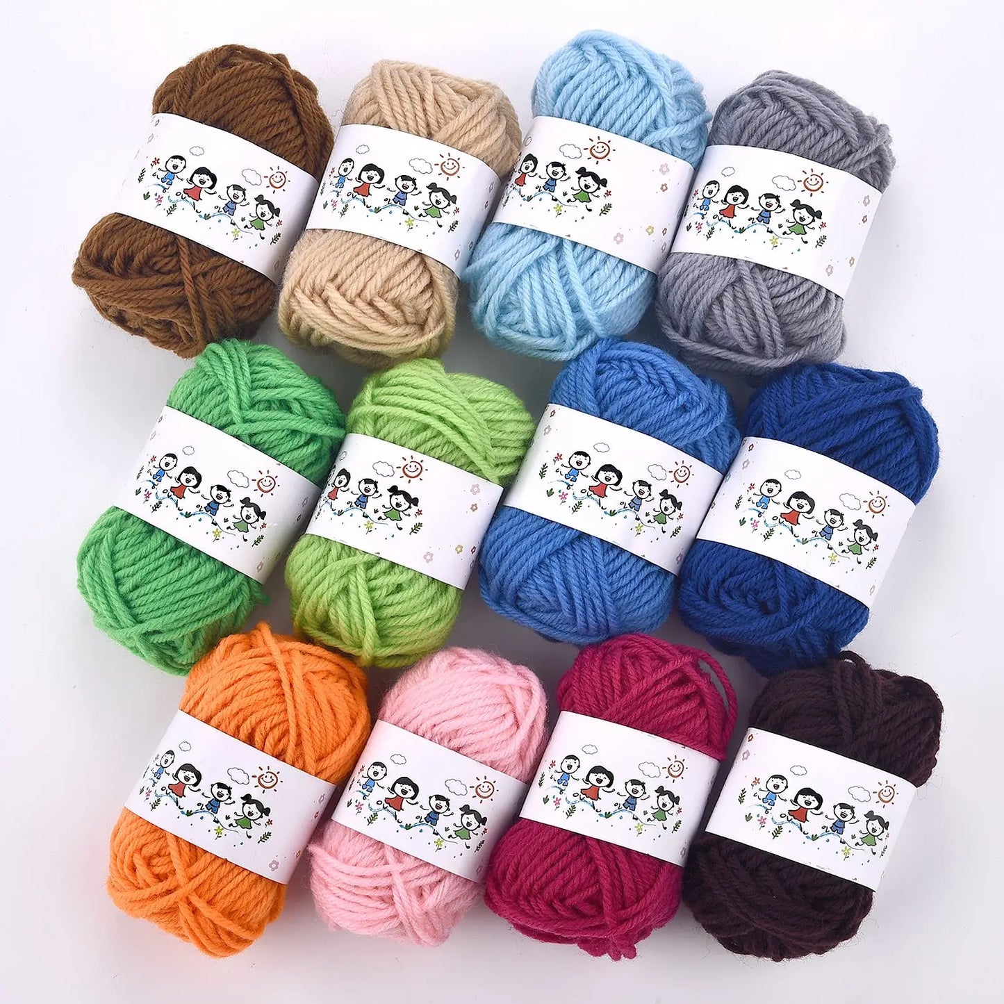 12Color Set Kids DIY Knitting Crochet Yarns Colorful Material For Needlework Sewing Hand Crafting Wool Ball Hat Dolls Soft Sewin