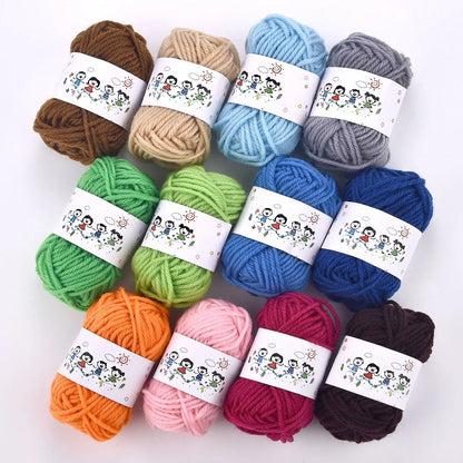 12Color Set Kids DIY Knitting Crochet Yarns Colorful Material For Needlework Sewing Hand Crafting Wool Ball Hat Dolls Soft Sewin