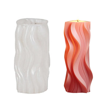 A wave-shaped cylindrical fragrance candle silicone mold DIY hand-made diffuser stone ornament mold
