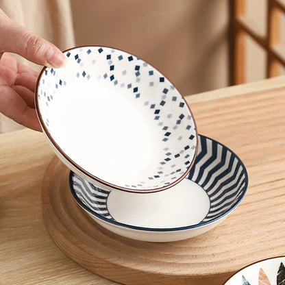 4-Piece 5.6-Inch Minimalist Ceramic Small Plates Set, Multi-functional plates，Oven/Microwave/Dishwasher Safe
