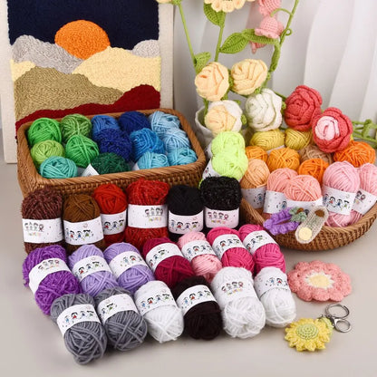 12Color Set Kids DIY Knitting Crochet Yarns Colorful Material For Needlework Sewing Hand Crafting Wool Ball Hat Dolls Soft Sewin