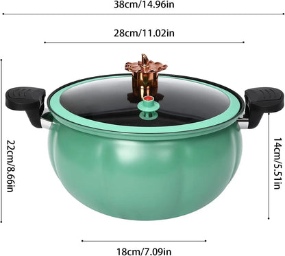 Mini Pressure Cooker,8L Multi-Function Pressure Cooking Pot,Pumpkin-Shaped Double-Handle Pressure Cooker,Dishwasher Safe (Green)