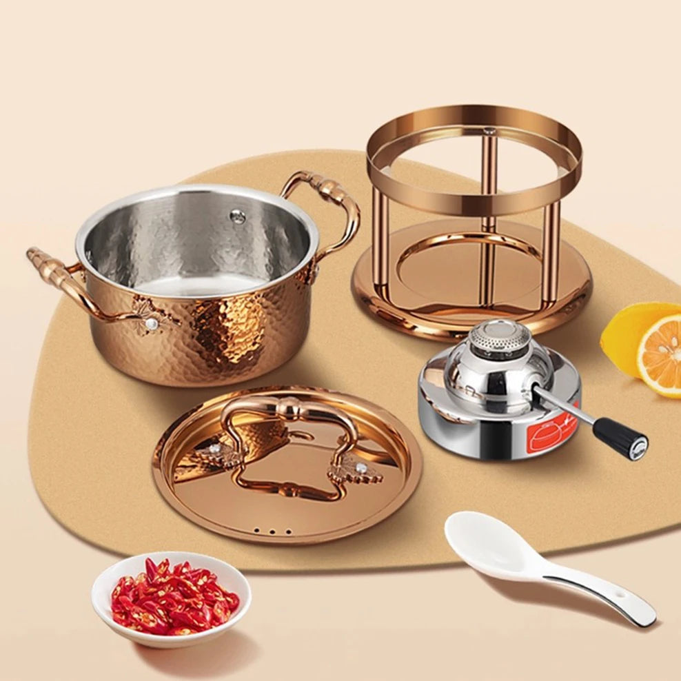 304 stainless steel double ear pot thickened hammer pattern single pot With lid Home self-service hot pot Stewed pot cookware