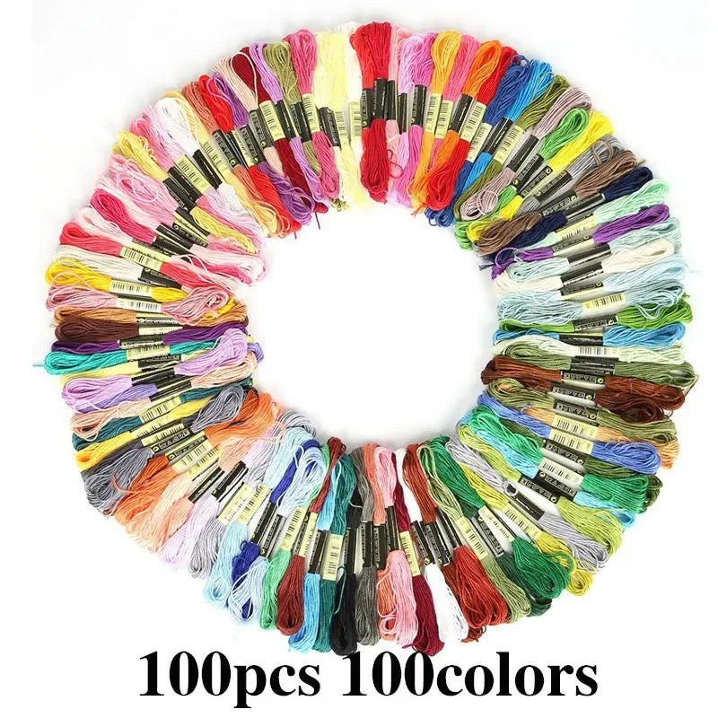 5/8/50/100pcs Mix Colors Embroidery Thread Cotton Sewing Skeins Rainbow Cotton & Silk Embroidery Threads for DIY Bracelet Making